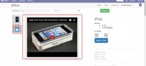 YouTube videos in Odoo website product page