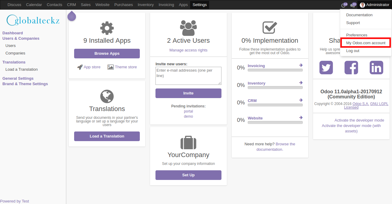3 Account & Powered by Odoo