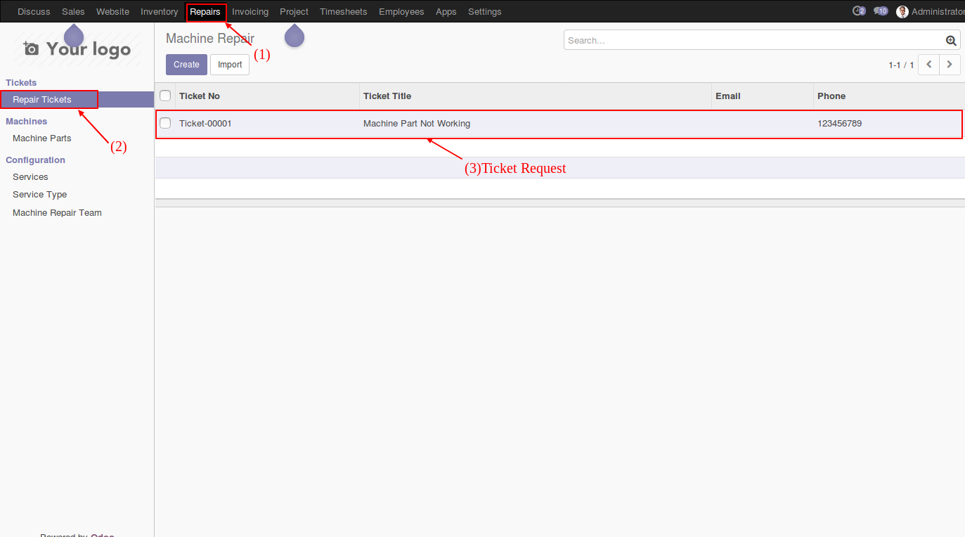support manager can see the list of repair ticket request
