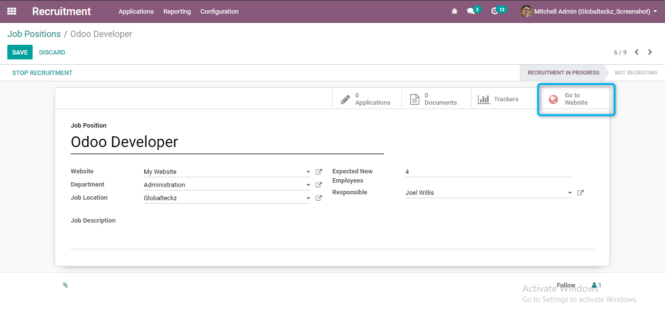 Odoo 13 recruitment management Human resource management