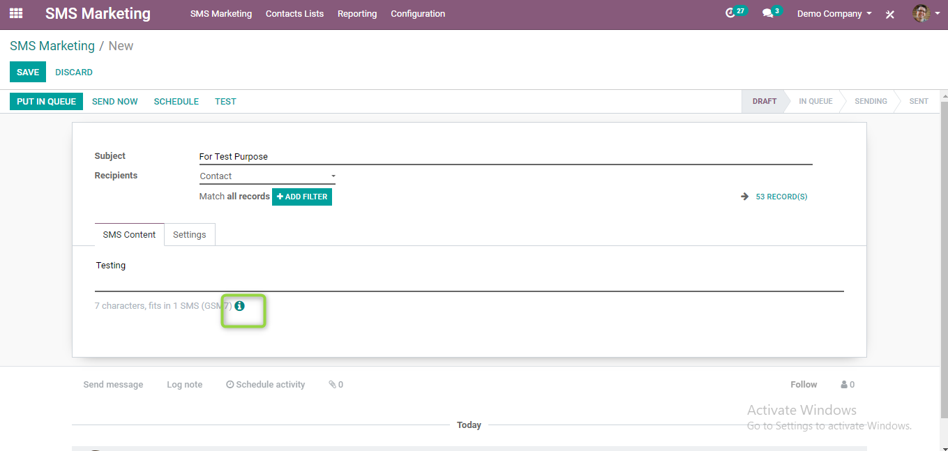 sms in odoo