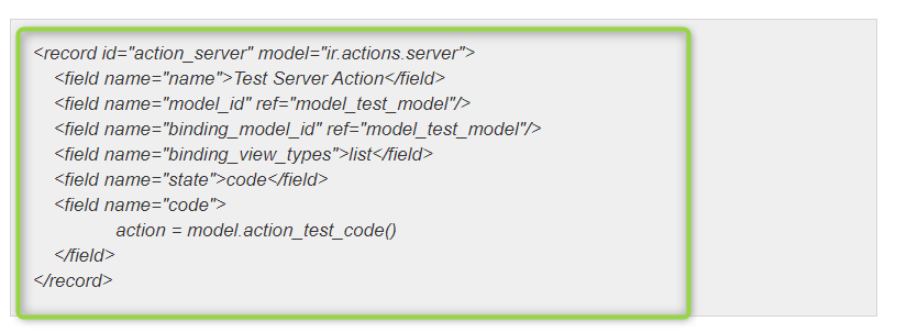 server actions in Odoo erp