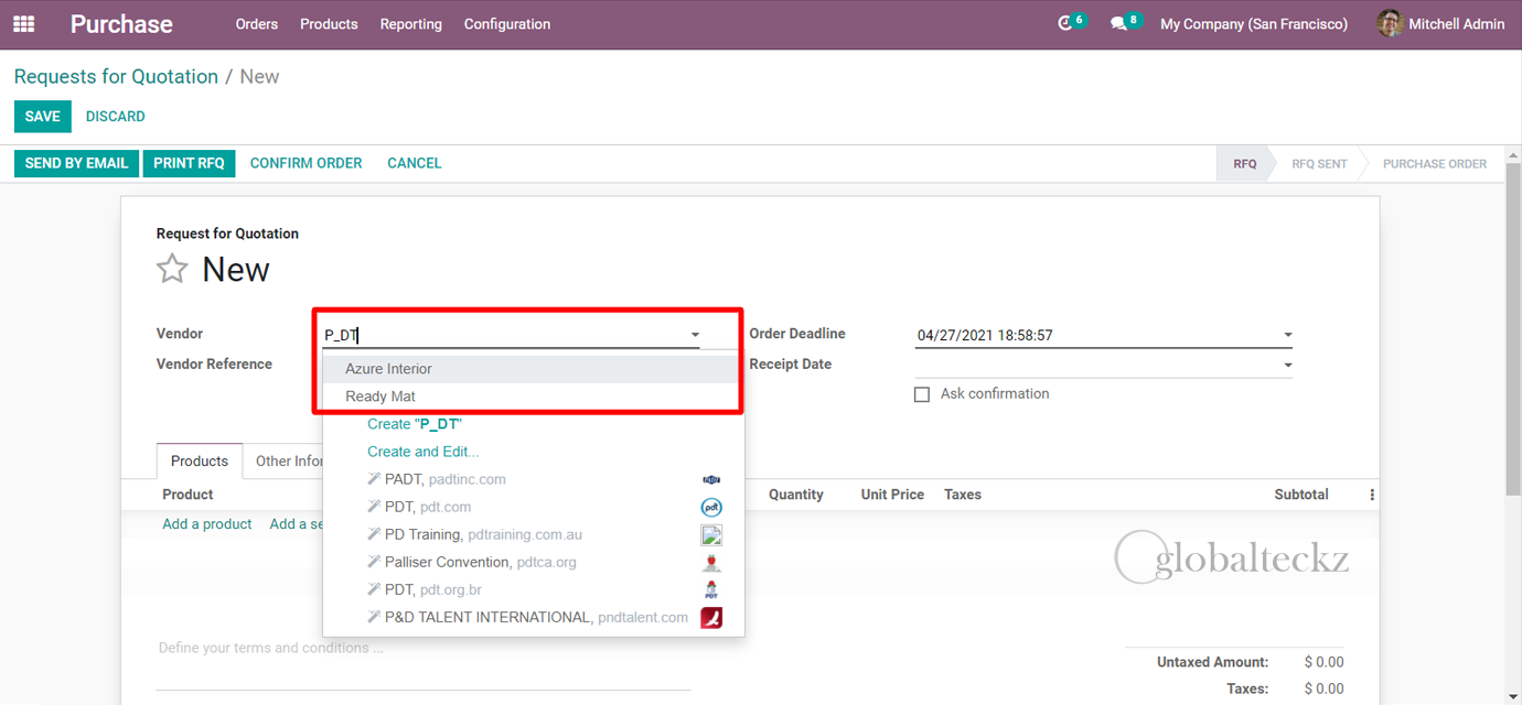 Purchase Search Vendor by its Category in Purchase Order