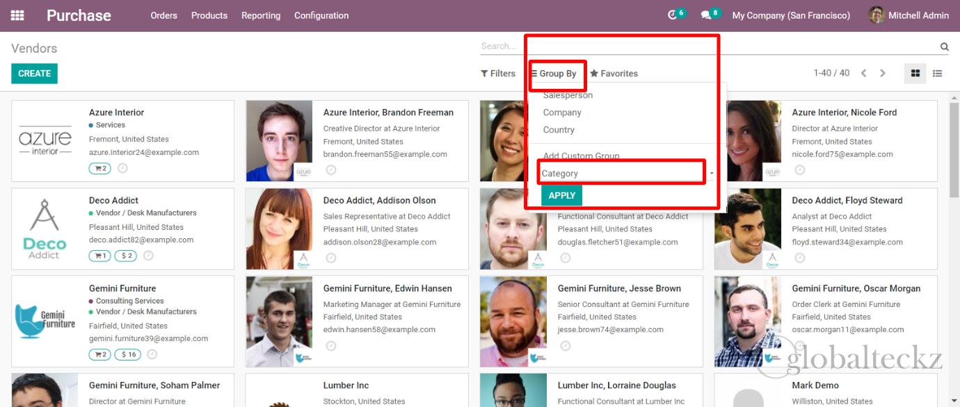 Purchase Vendor grouped by Category in Kanban View 0