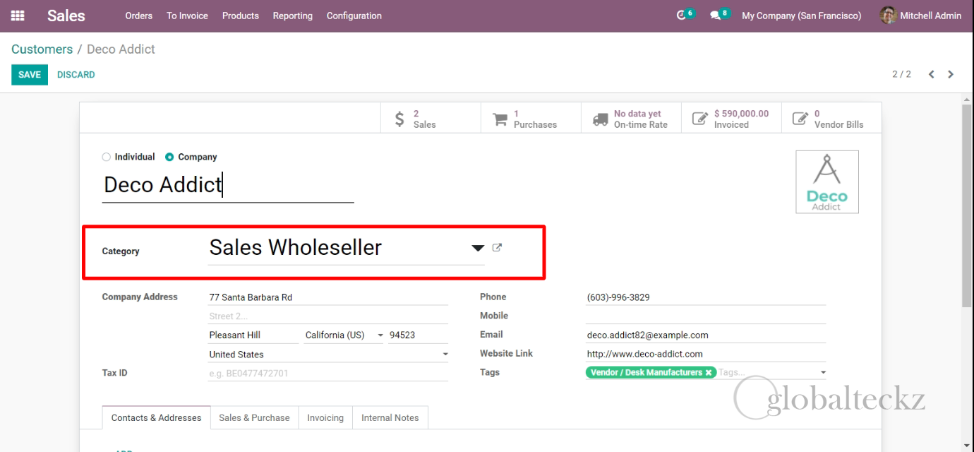 sales Assign Category to the Customer