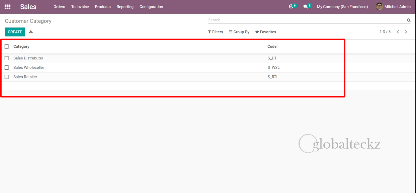 sales Configure Customer Categories
