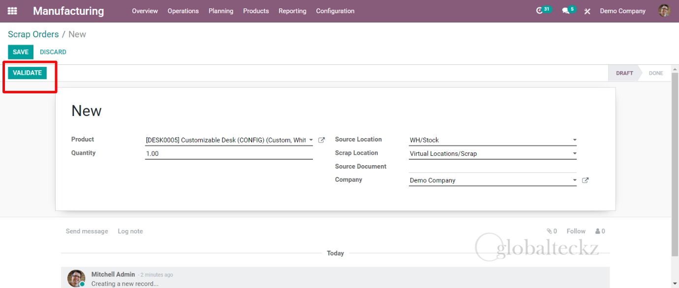 validating scrap orders