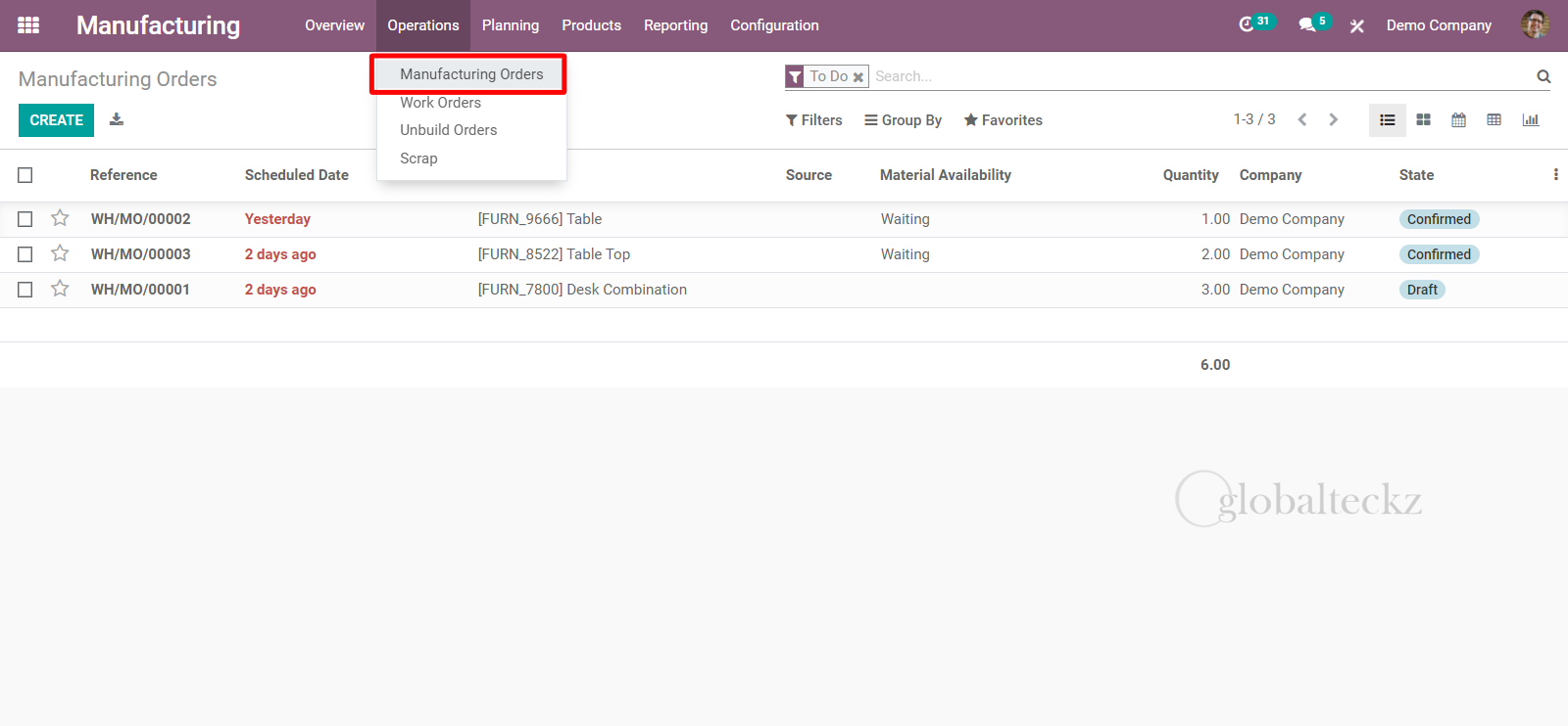 creating a scrapping order from MO in odoo