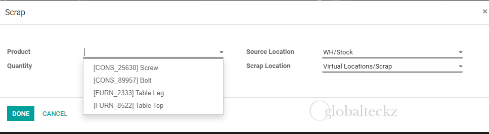damaged components in odoo
