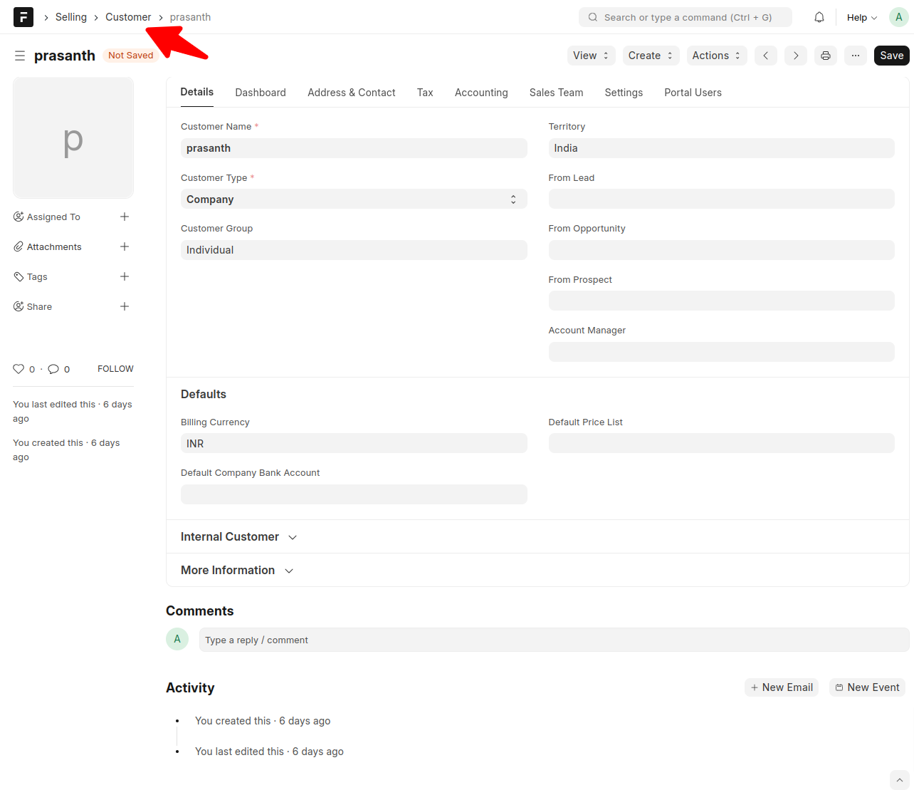 ERPNext Customer Maintain a comprehensive database of customers