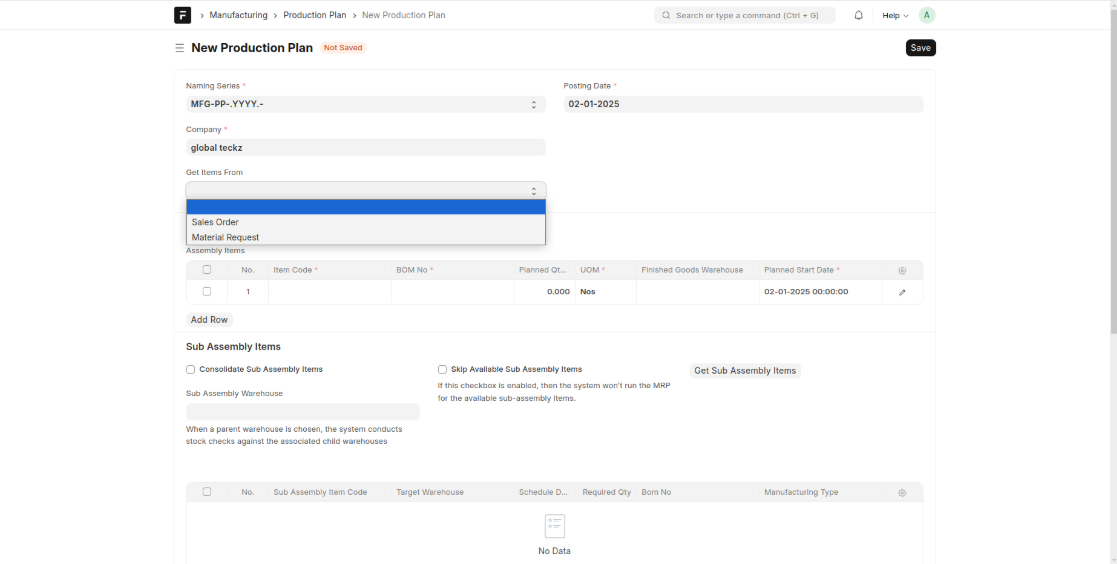 ERPNext Production planning tool